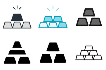 Flat icon of three stacked rectangular ingots forming a pyramid for investment and wealth
