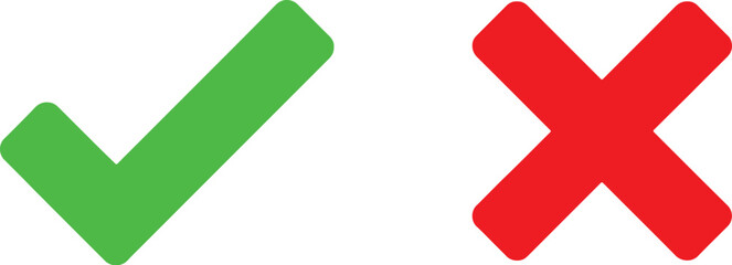 Obraz premium Check mark and cross mark icons