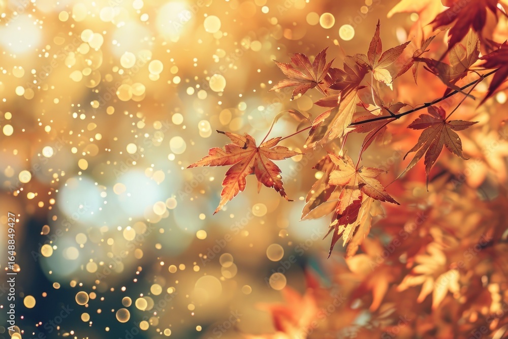 Aufkleber maple leaf pattern bokeh effect background backgrounds sunlight autumn.