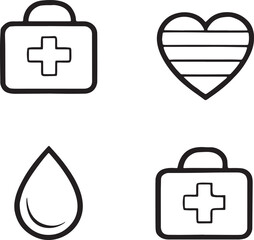 Fototapeta premium Essential Health and Medical Care Outline Icons