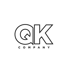 Letter Q and K, QK logo design template. Minimal monogram initial based logotype.