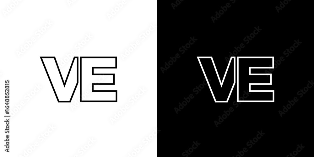 Poster letter v and e, ve logo design template. minimal monogram initial based logotype.