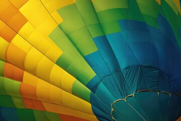 Colorful hot air balloon fabric close-up