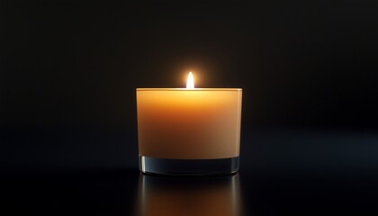 Candle wax with flame light on dark background room