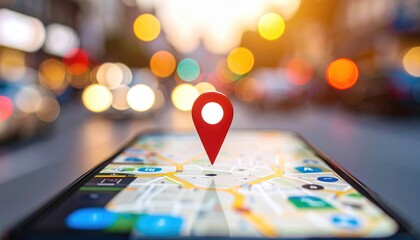 Phone with GPS technology enables users to find location, navigate city streets, and plan travel routes using mobile apps for efficient direction and destination search
