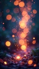 Whimsical, glowing orbs of magical light dance and shimmer, creating a dreamy, ethereal bokeh effect Perfect for fantasy, fairytale, or magical backgrounds , light, glow, vibrant