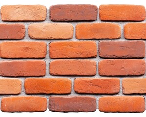 Obraz premium Close-up view of a brick wall, showcasing a textured surface with varying shades of red and orange bricks set in gray mortar