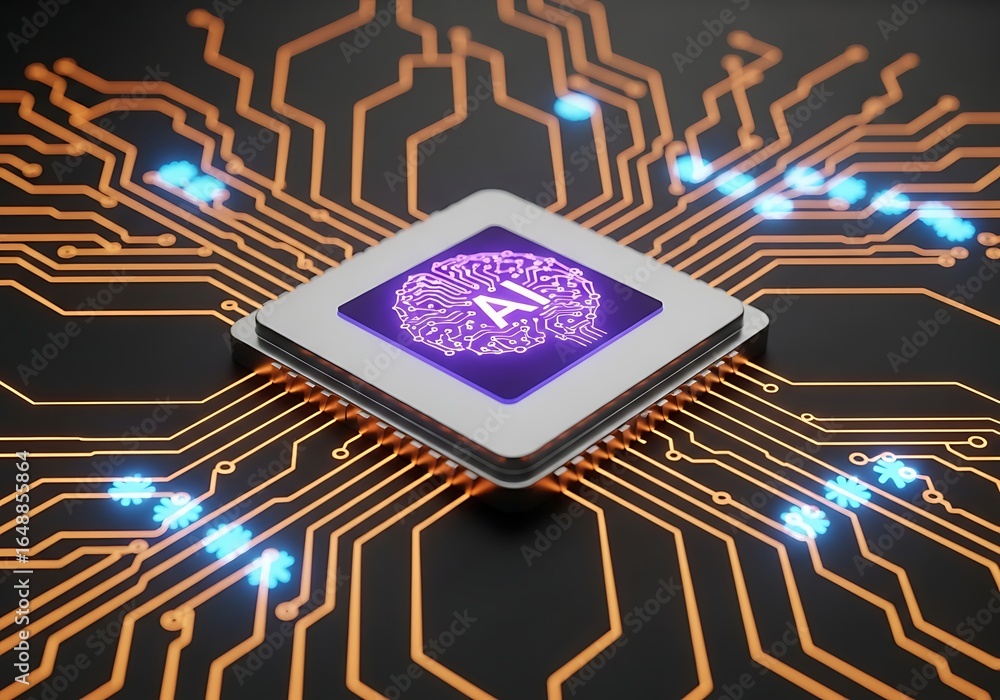 Poster modern artificial intelligence processor for cutting edge technology and innovation projects now