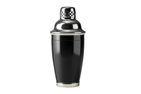 Black cocktail shaker with chrome accents