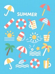 Vector icon with a cool summer theme