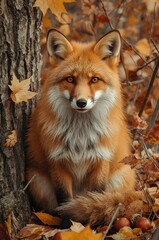 Fototapeta premium Red fox in natural habitat, wildlife portrait