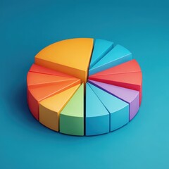 Obraz premium Colorful 3D pie chart data analysis on blue background