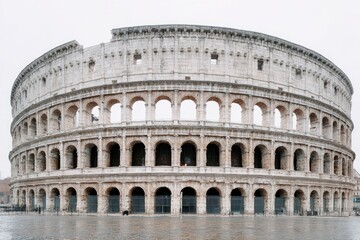Naklejka premium Ancient Roman Colosseum facade, wide shot