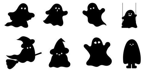 creepy ghost silhouette collection for halloween theme