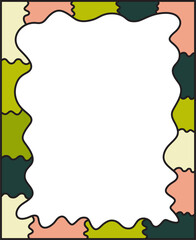Cute colorful vertical border consists of various bright tiles. Empty space for text or picture. Puzzle frame.