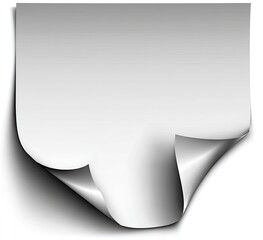 Blank white note paper with two bent corners