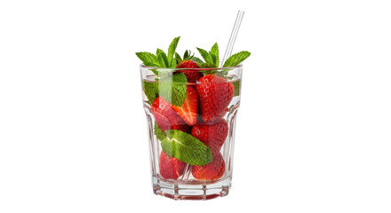 Isolated strawberry and mint cocktail