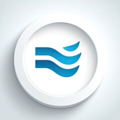 Obraz premium White circle button with stylized blue waves