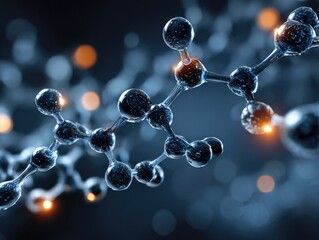 Molecular structure, glowing spheres