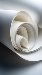 Rolled white paper/material curves