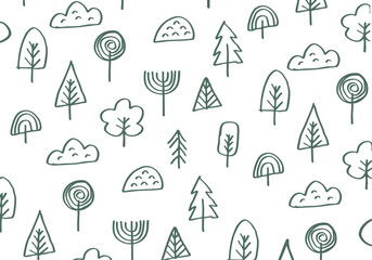 childish forest tree pattern background