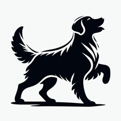 Golden Retriever Dog Exercising. Cartoon Animal Clipart Silhouette Vector Illustration Line Art Illustration. kind canine workout activity breed play at the park run.