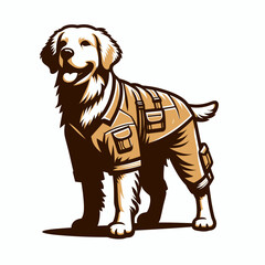 Fototapeta premium Golden Retriever Dog Wearing matching outfits. Cartoon Animal Clipart Silhouette Vector Illustration Line Art Illustration. Canine pal sporting similar costume fetching hound with partner.