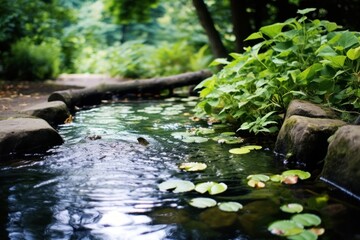 Fototapeta premium Garden pond outdoors woodland nature.