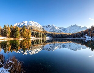 Autumnal mountain lake reflection (1)