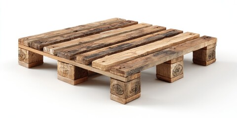 Square wooden pallet, light brown, aged appearance