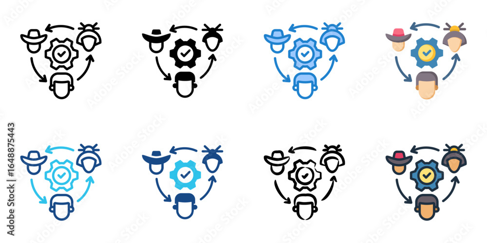 Poster diversity integration icon set multiple style collection