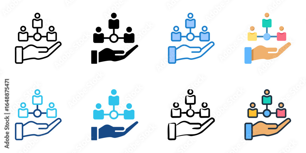 Poster inclusive networking icon set multiple style collection