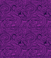 Dark Waves Vector Seamless Pattern Design. Hand Drawing Pattern
