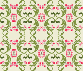 Traditional flowers ornament seamless pattern design.
