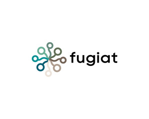 Abstract logo from colorful lines and loops. Creative minimalistic chip, science, flower vector sign symbol mark logotype.