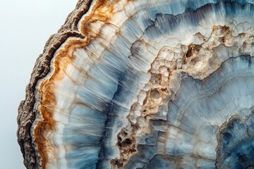 Close-up of a polished agate geode showcasing its intricate layers and earthy tones.