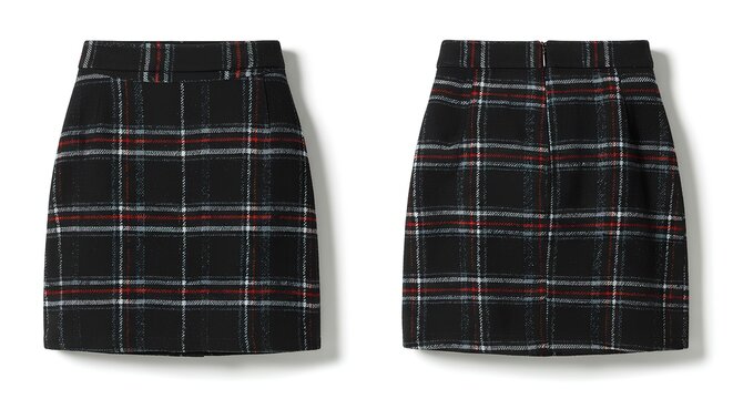 Stylish Mini Skirt with Plaid Pattern in Dark Colors Fashionable Apparel