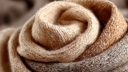 Fototapeta premium Rolled knit fabric in warm earthy tones