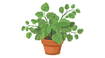 Obraz premium Indoor Plant in a Clay Pot with Lush Green Leaves Bringing a Touch of Nature to Home Decor and Office Spaces Creating a Relaxing Atmosphere with a Simple Decorative Element