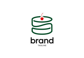 Cake icon with cherry and transparent background