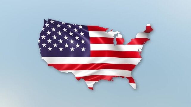USA country Flag Hoisting and Zoom to reveal the Country Border Map with Waving Flag Intro which is useful for news, political events, sports intros and presentation.