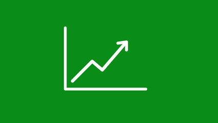 White line graph showing upward trend on green background