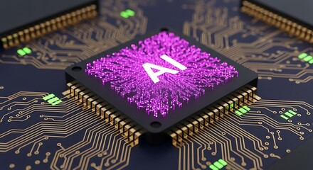 Explore cutting edge AI technology with a vibrant chip design for next generation innovation