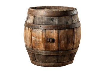 Obraz premium Aged wooden barrel, front view