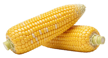 Isolated Fresh Corn Cobs