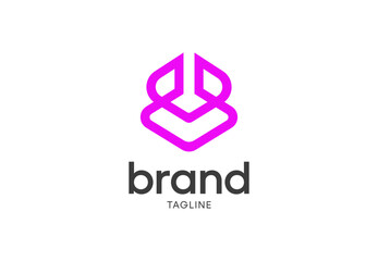 Abstract purple geometric shape with transparent background