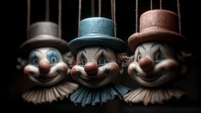 Hanging Clown Puppets Eerie Smile