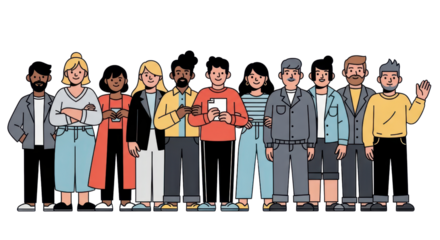 Diverse team standing together for unity and success in modern workplace, embracing teamwork