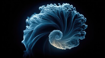 Abstract spiral, light blue, dark background
