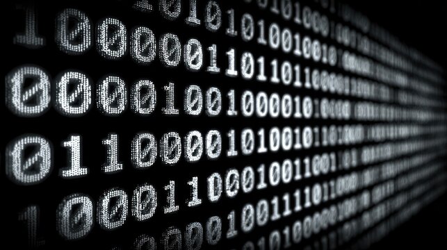 Binary code, black and white, digital - Powered by Adobe